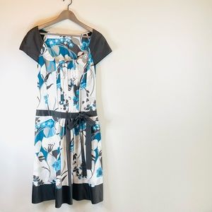 Hugo Boss Vintage Black Label Floral Silk Blend Midi Dress Size 4 NWOT